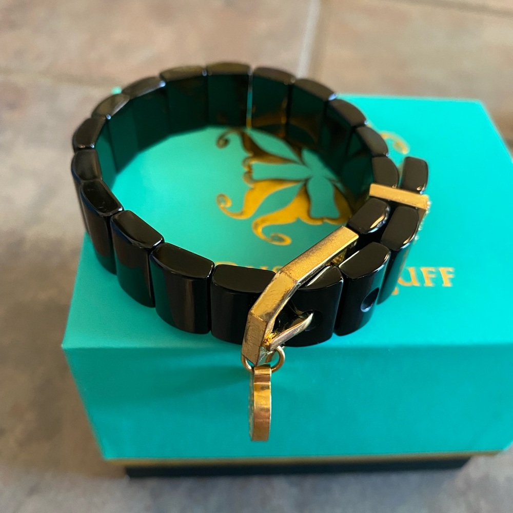 Black and Gold Rustic Cuff Bracelet